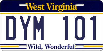 WV license plate DYM101
