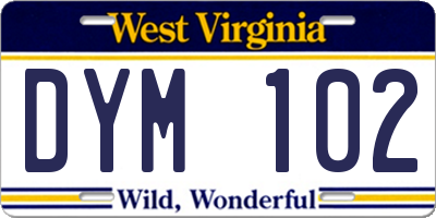 WV license plate DYM102