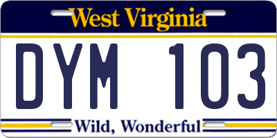 WV license plate DYM103