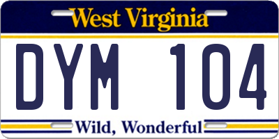 WV license plate DYM104