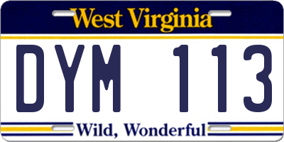 WV license plate DYM113