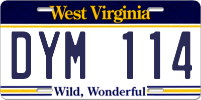 WV license plate DYM114