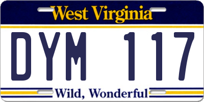 WV license plate DYM117