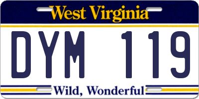 WV license plate DYM119