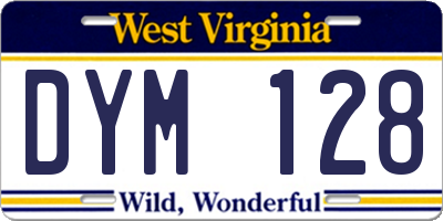 WV license plate DYM128