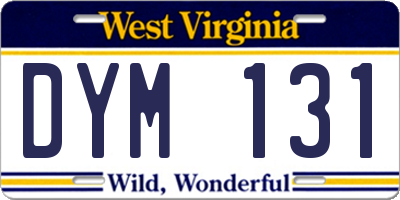 WV license plate DYM131