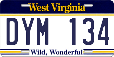 WV license plate DYM134