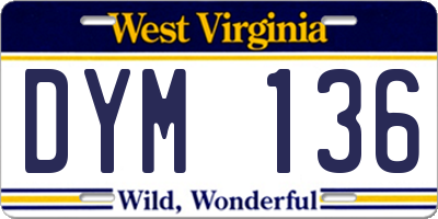 WV license plate DYM136