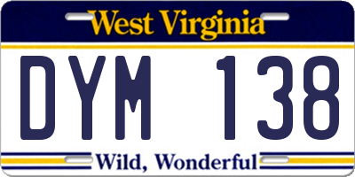 WV license plate DYM138