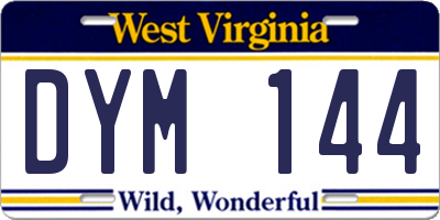 WV license plate DYM144