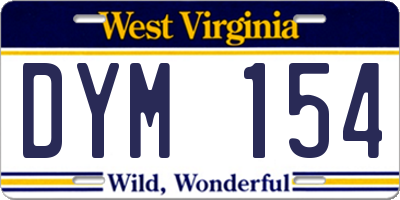 WV license plate DYM154