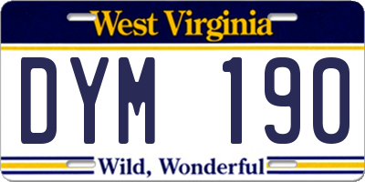 WV license plate DYM190