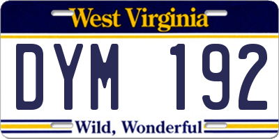 WV license plate DYM192