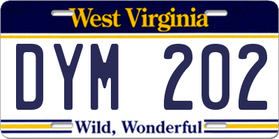WV license plate DYM202