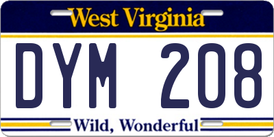 WV license plate DYM208