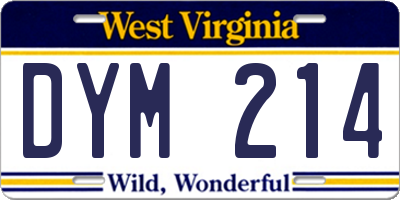 WV license plate DYM214