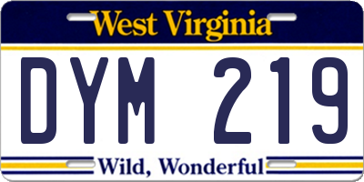 WV license plate DYM219