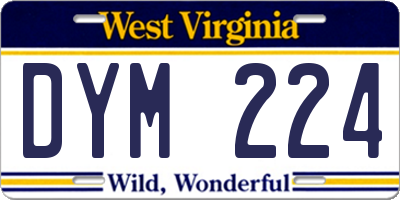 WV license plate DYM224