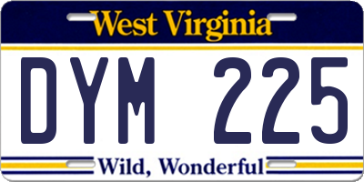WV license plate DYM225