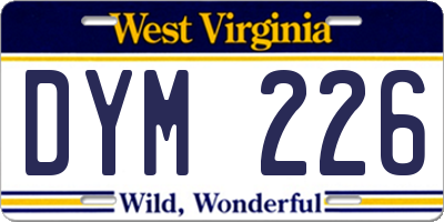 WV license plate DYM226