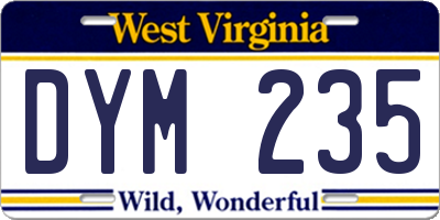 WV license plate DYM235