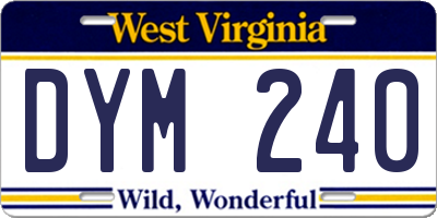 WV license plate DYM240