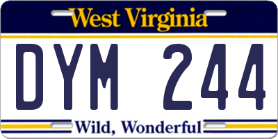 WV license plate DYM244