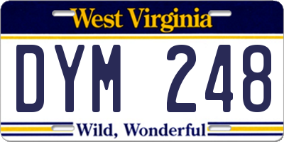 WV license plate DYM248