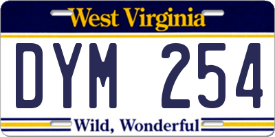 WV license plate DYM254