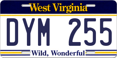 WV license plate DYM255