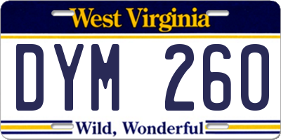 WV license plate DYM260