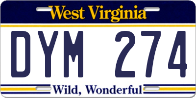 WV license plate DYM274