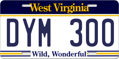 WV license plate DYM300