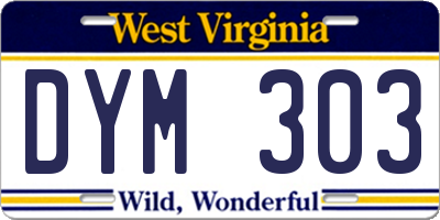WV license plate DYM303