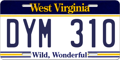 WV license plate DYM310
