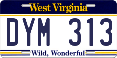 WV license plate DYM313