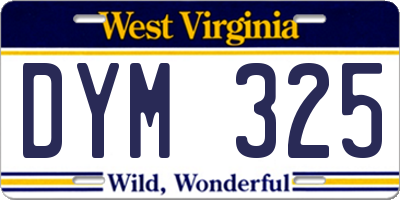 WV license plate DYM325