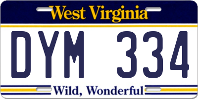 WV license plate DYM334