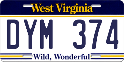 WV license plate DYM374