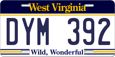 WV license plate DYM392