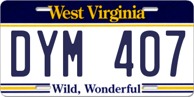 WV license plate DYM407