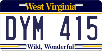 WV license plate DYM415