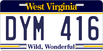 WV license plate DYM416