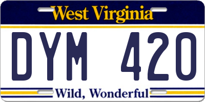 WV license plate DYM420