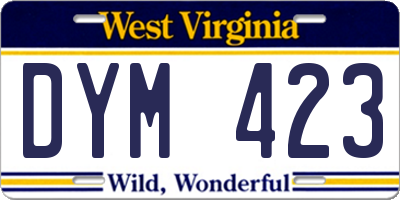 WV license plate DYM423
