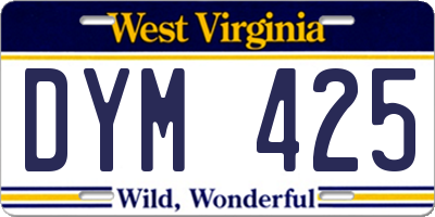 WV license plate DYM425