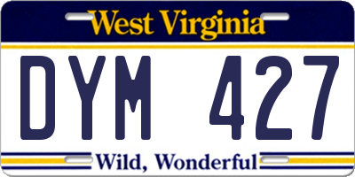 WV license plate DYM427