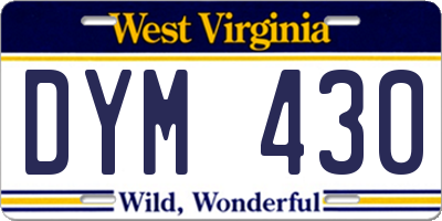 WV license plate DYM430
