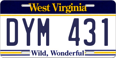 WV license plate DYM431