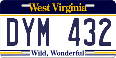 WV license plate DYM432